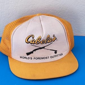 vtg Cabelas Hunting Trucker Hat Outdoor Gear Guns Sportsman Yellow Snapback mesh